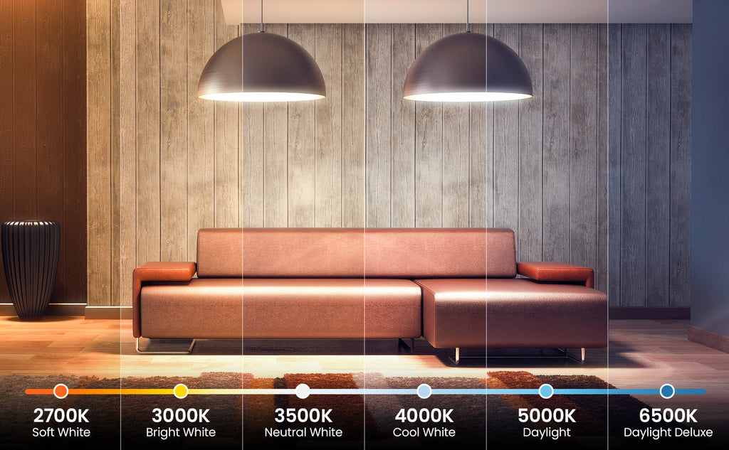 Color temperature range 2700K Soft White to 6500K Daylight Deluxe.