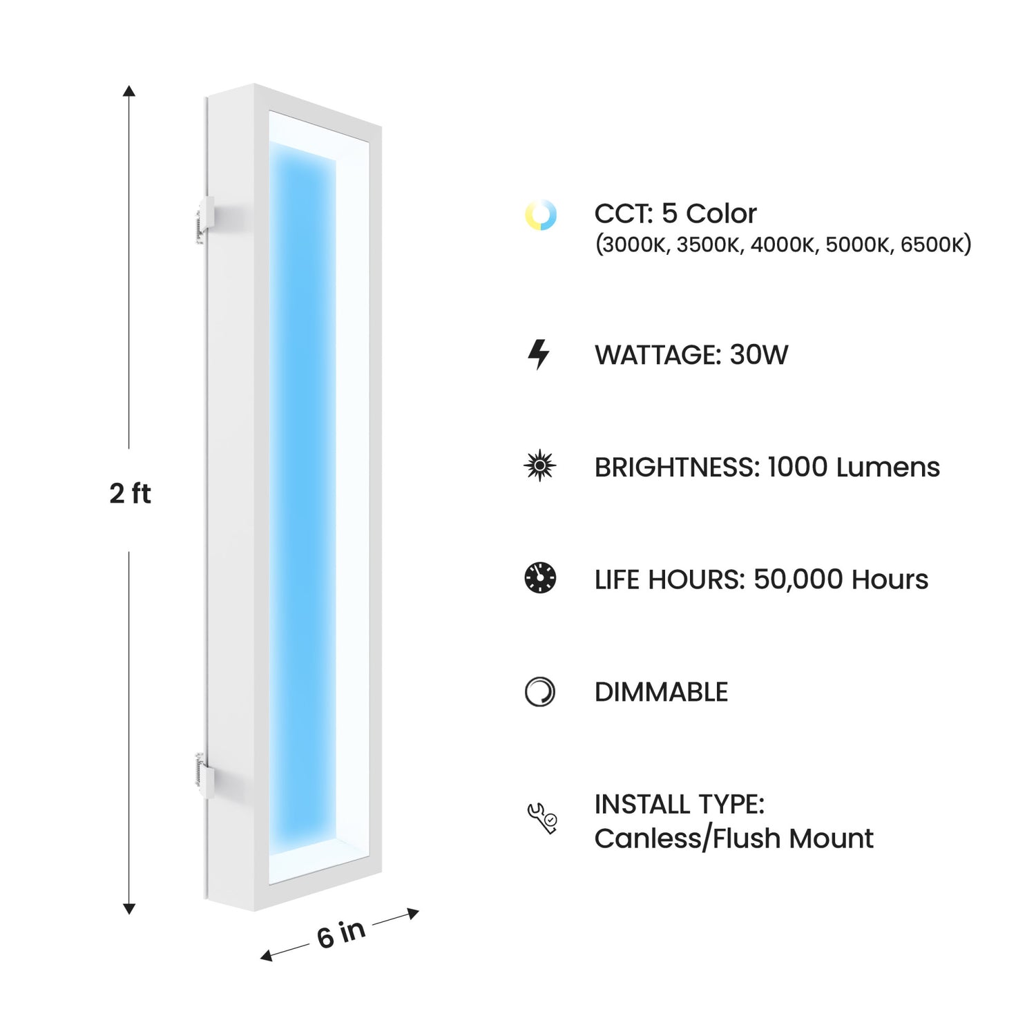 Vista 6 in. x 2 ft. Flat Panel LED Skylight