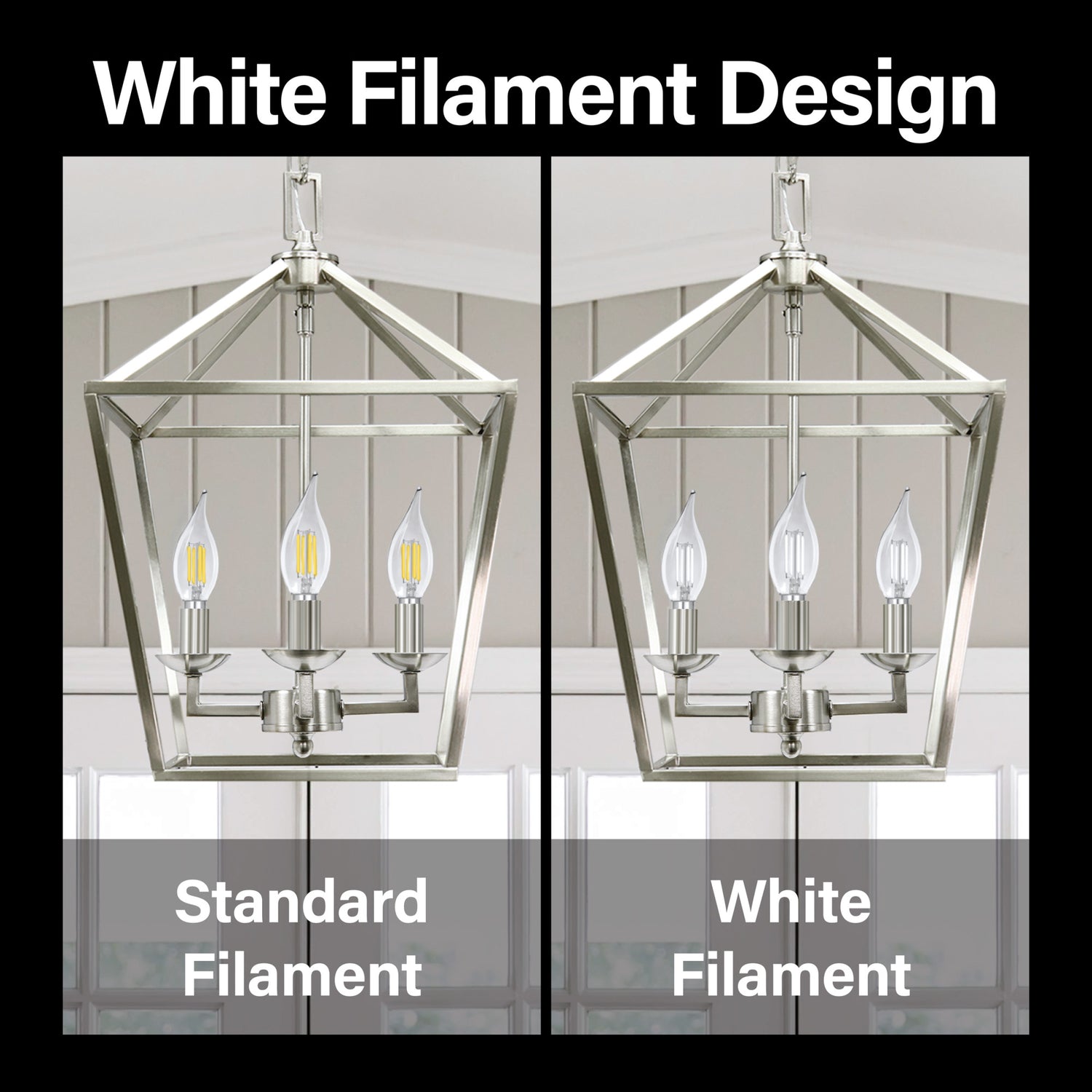5.5W (60W Equivalent) Soft White (2700K) BA10 Shape (E12 Base) LED Flame Tip Exposed White Filament Bulb (2-Pack)