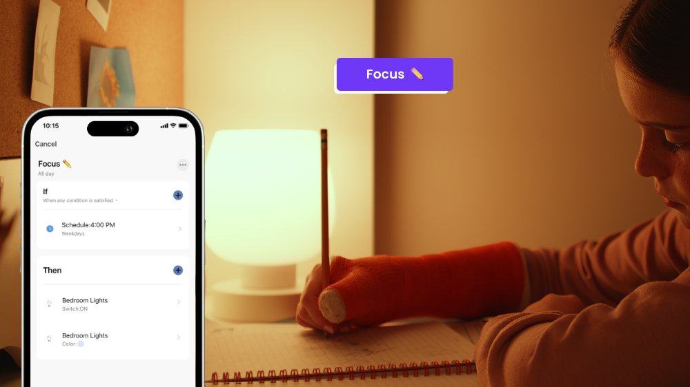 Girl working on homework at desk.